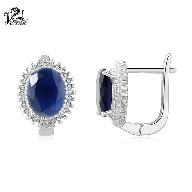 Egg shaped wholesale 925 sterling silver stud sapphire earrings jewelry