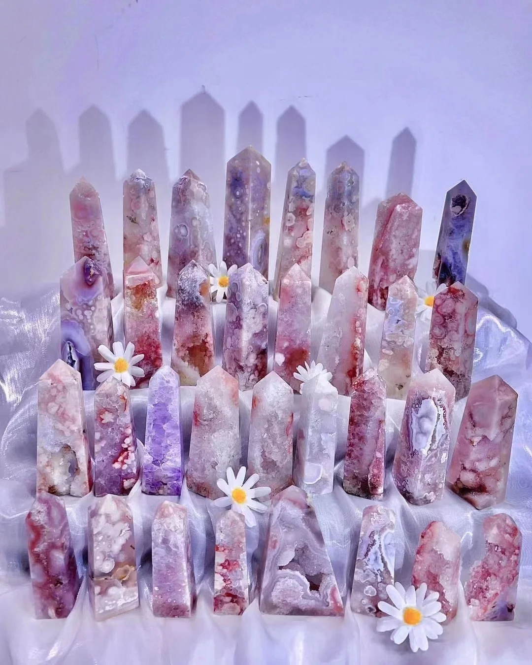 Healing Crystal Stone Lavender Rose Quartz Geode Cluster pink Amethyst Druzy Flower Agate Towers Slabs