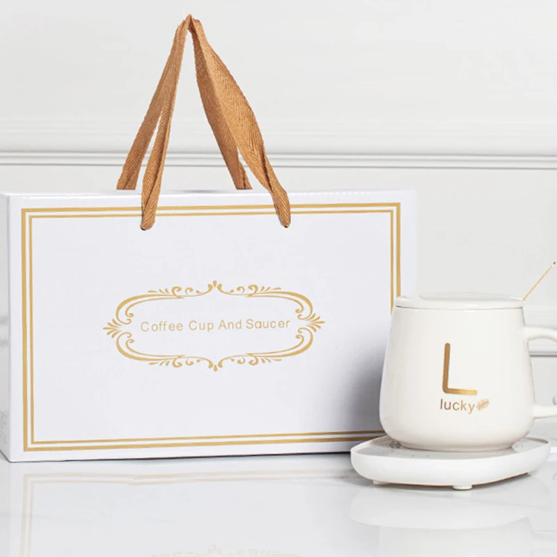 Custom Smart Electric USB Office Home Heater Cup Mug Gift Set Thermotatic Ceramic Coffee Mugs with Heater Coaster