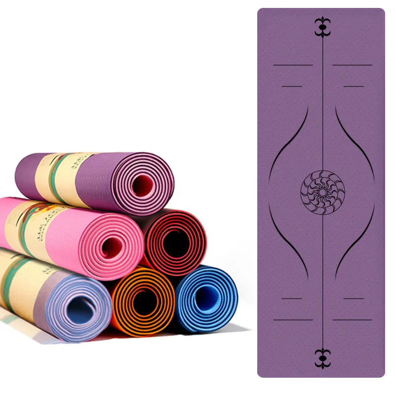 
2021 Custom Logo Eco Friendly Exercise Workout Yoga 183*61cm*6mm Non Slip Foldable TPE Yoga Mat for Kids Women 