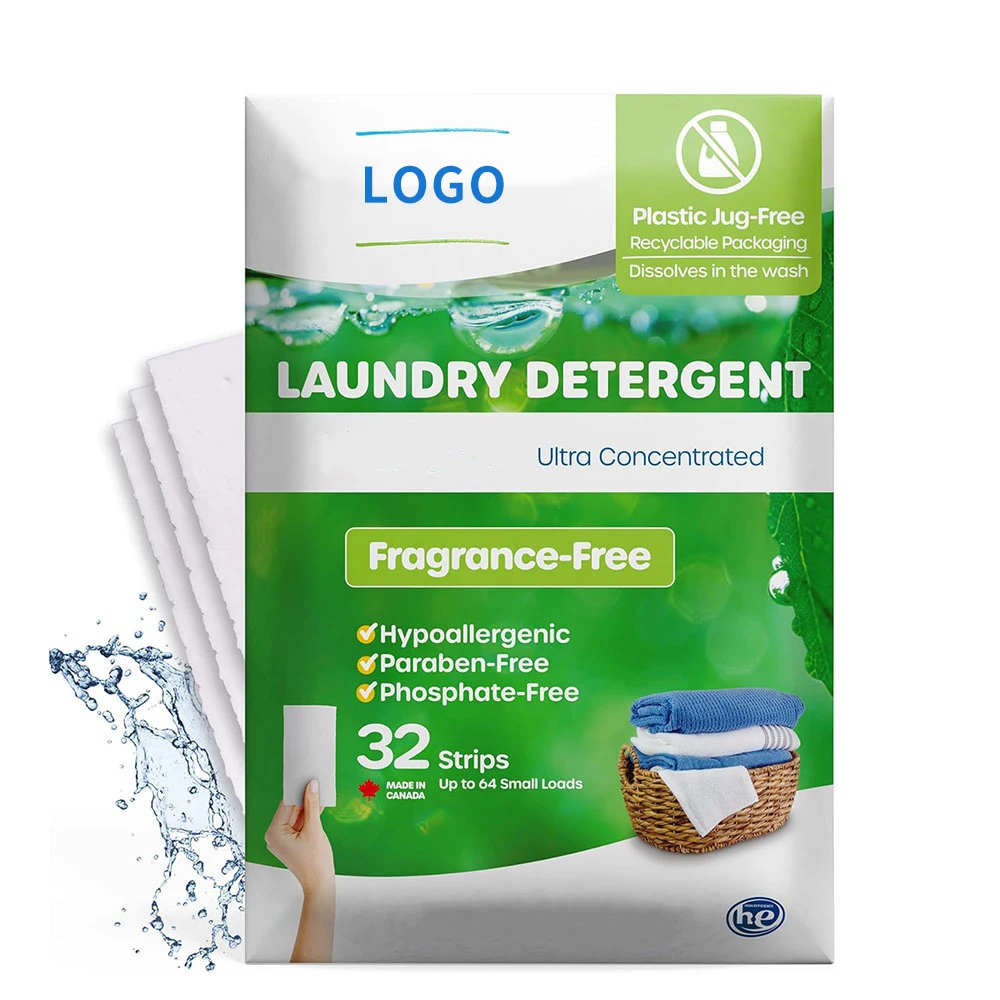 High Quality Eco-Friendly Biodegradable Pure Natural 11*14cm Laundry Washing Strip/Laundry Detergent SheetsWith Enzyme