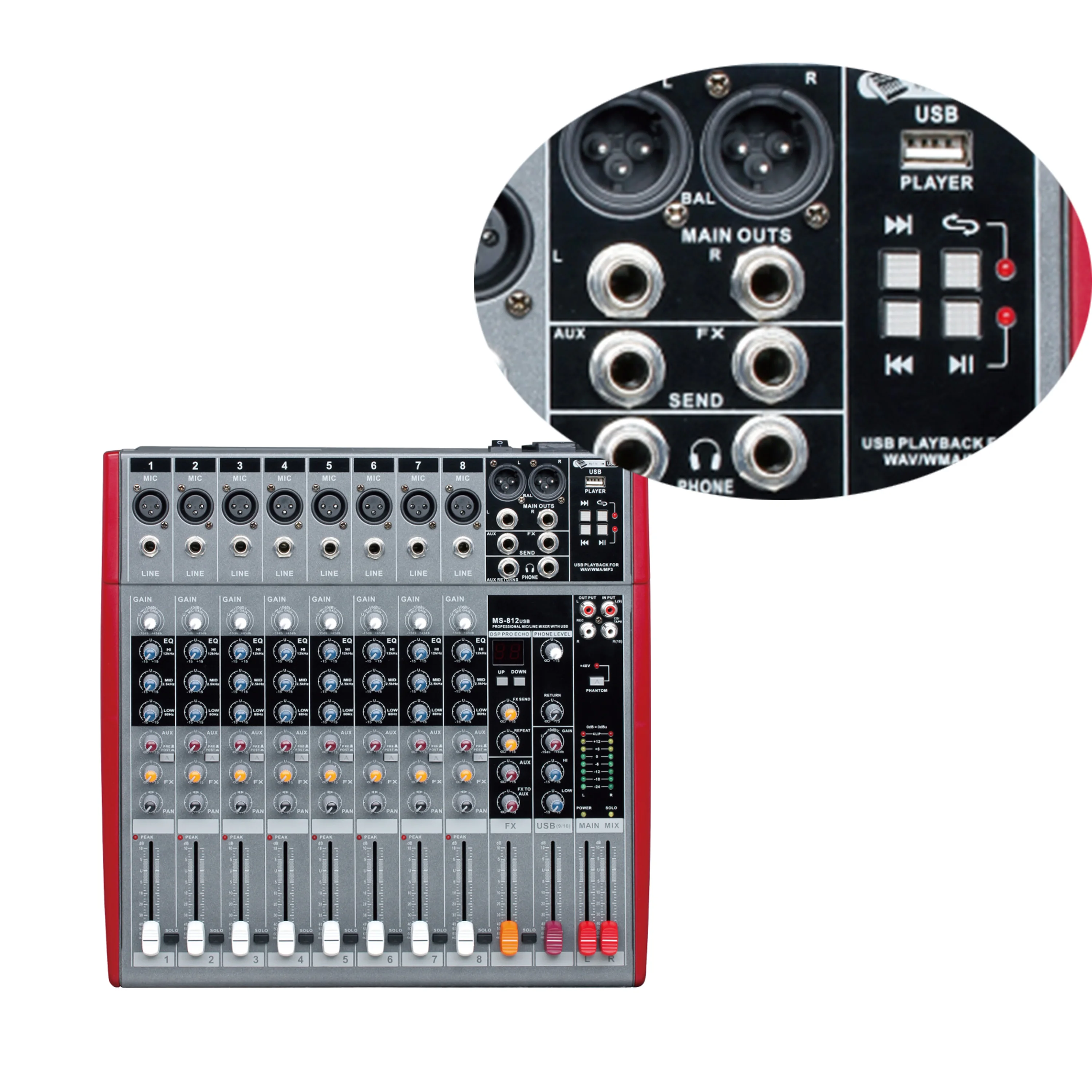 High quality Professional Digital Audio dj 8 Channel Power Mixer for PA System