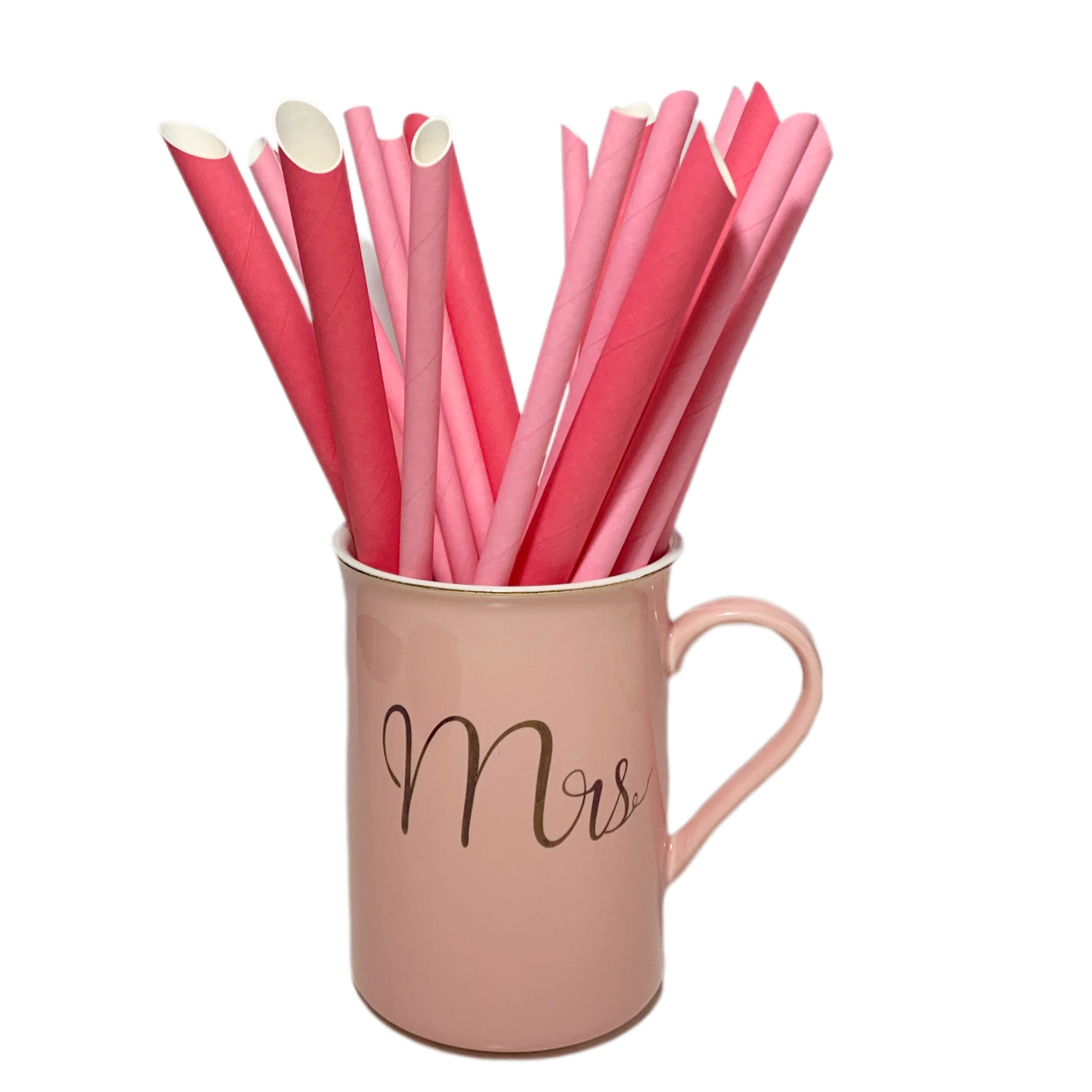 Party home durable pink drinking straws bubble tea hot coffee paper straws multi color