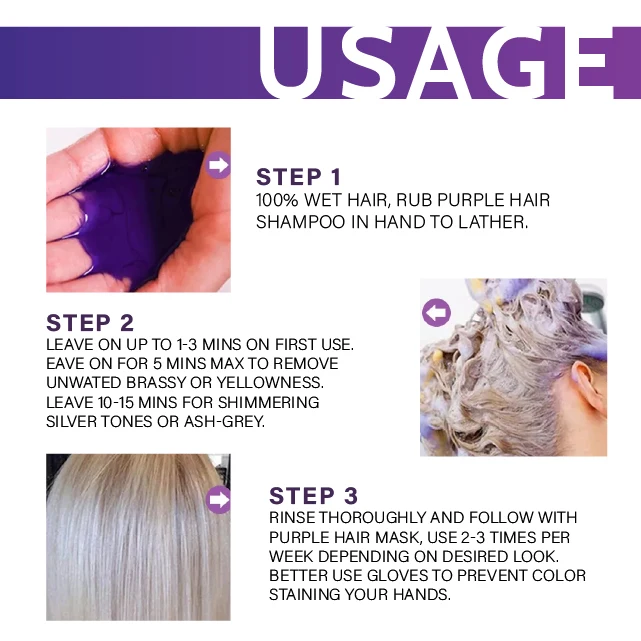 Free Sample Natural Organic purple shampoo no yellow silver shampoo blonde hair care