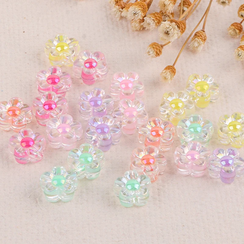 Handmade accessories flower shape 13mm 500g acrylic plating beads , wholesale AB color acrylic beads flower bead for jewelry