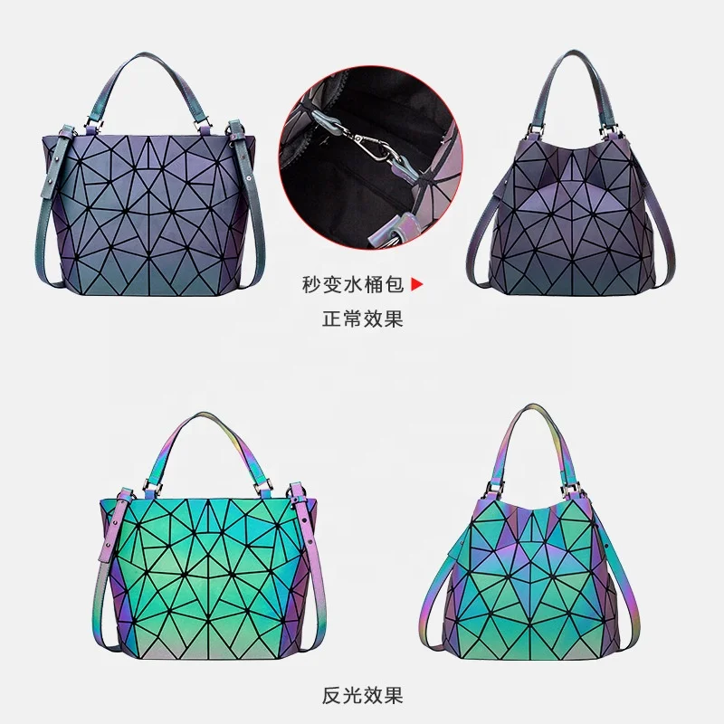 Customized women hand bags purses and handbags luminous geometric tote bag ladies