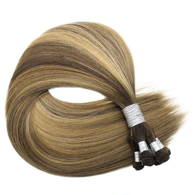 2022 New Product Luxury Genius Weft Cuticle Virgin Hair Russian Double Drawn Hand tied Hair Weft