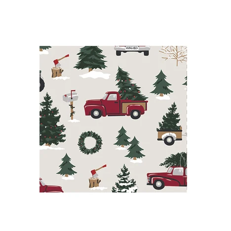 Custom Printed Fancy Christmas Tree Foil Disposable Paper Napkins Serviettes 2-3ply Paper Napkin Unbleached Wood Pulp