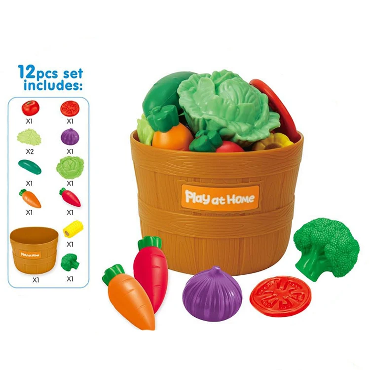 2020 Hot sale plastic kids pretend play kitchen set funny role play kitchen toys set with fruit and vegetable