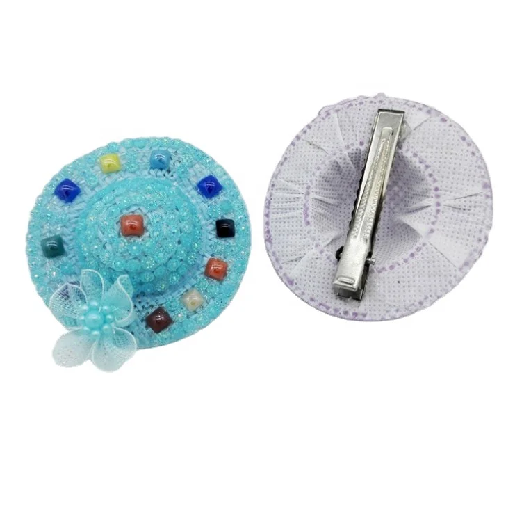 Fashion  Lovely  Mini Hat Clip  With Plastic Stone  For  Girls Hair Ornaments