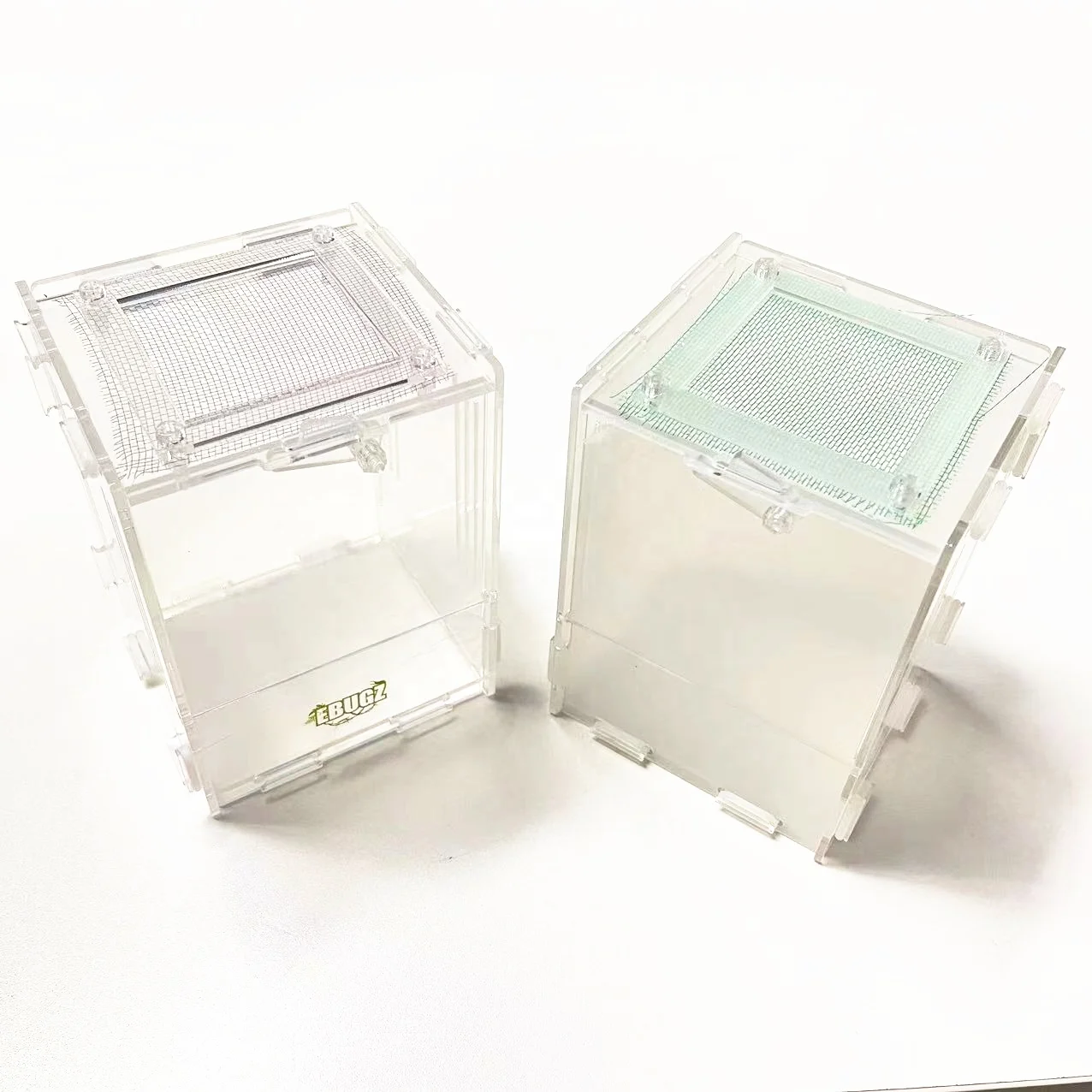 Custom logo factory pmma plexiglass acrylic pet reptile glass terrarium enclosure acrylic reptile terrarium cage with metal net