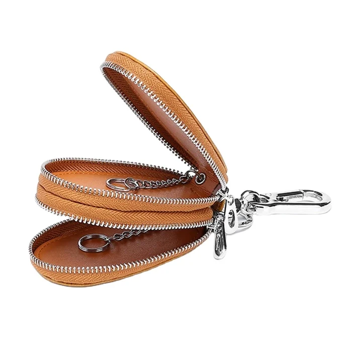 Smart Car Key Case Cover Remote Leather Wallet For Men and Women Waist Hanging Key Bag Pouch Key Protector Auto Accessories