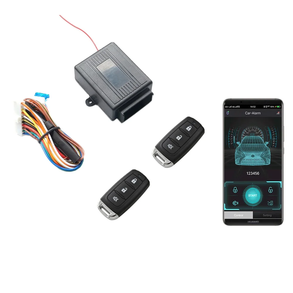 12V Universal Car Alarm Security System Anti-hijacking Remote Keyless Entry Smart Mobile Phone APP BT Control Car Alarm