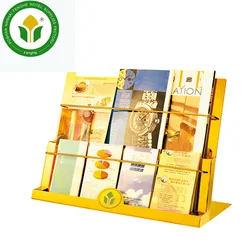 Hotel modern style stainless steel information rack newspaper rack in gold color