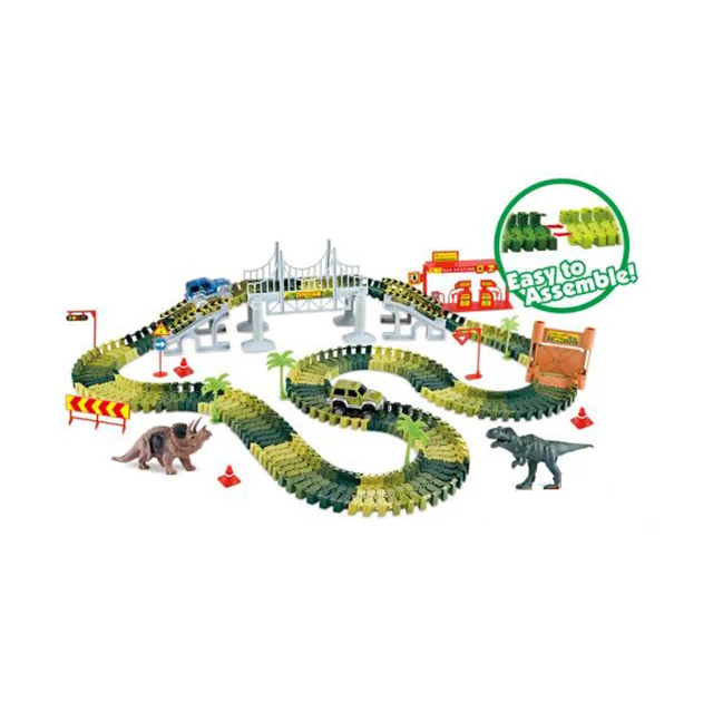 240pcs DIY Rotation Slot Toys Create A Road Railway Flexible Electric Dinosaur Building Blocks For Children Toy Race Track Set