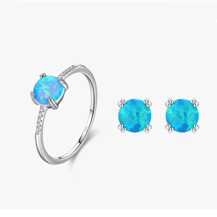 Luxury High Quality 925 Sterling Silver Opal Jewelry Sets For Woman