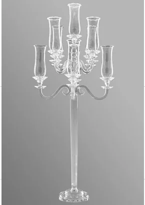 New style tall Clear acrylic Candle Holders wedding centerpiece crystal 5 arms candelabra for party and mariage decoration