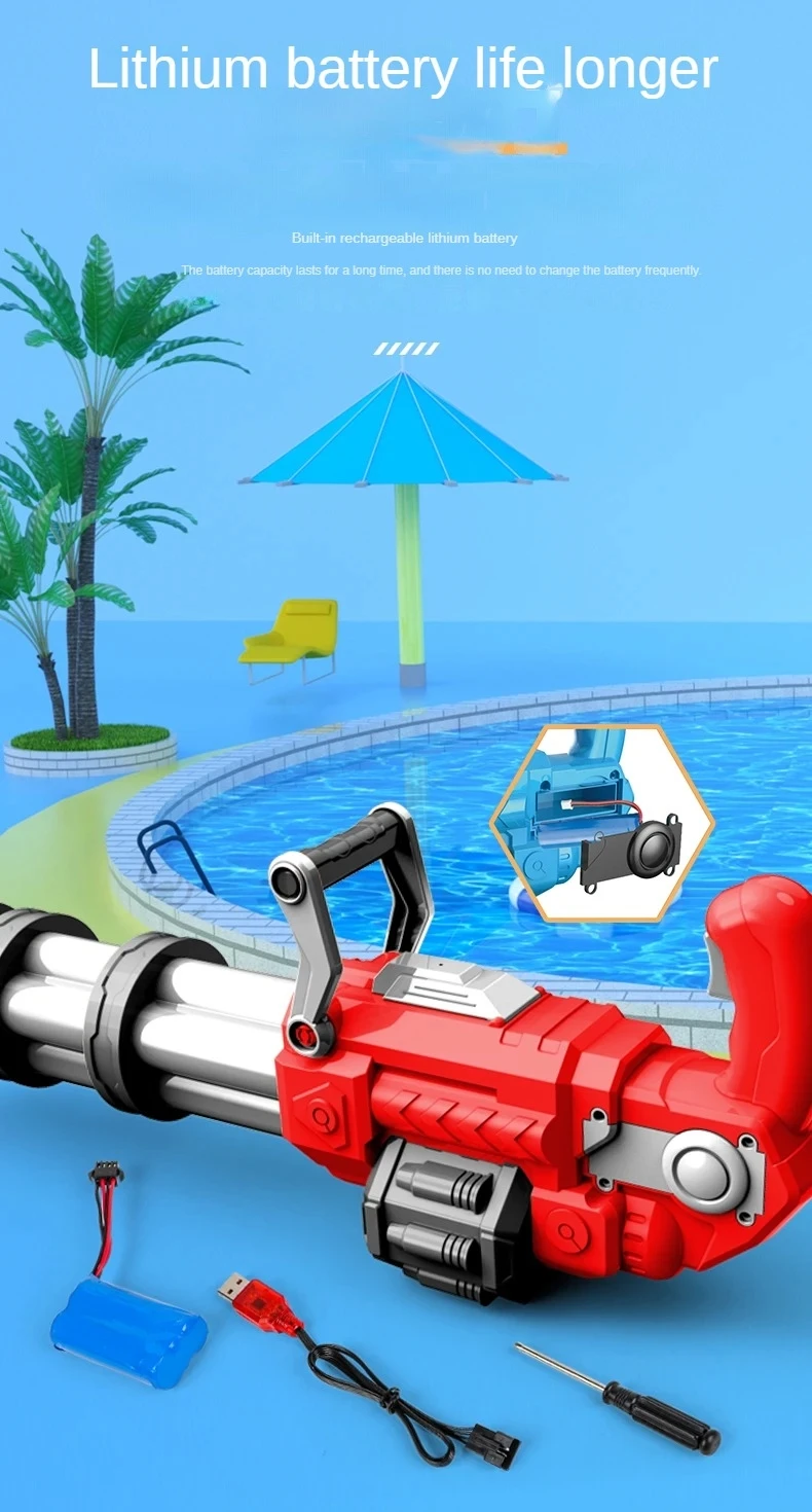Hot Sale Automatic Kids Outdoor Toy Electric Squirt Gatling Water Gun Summer Party Toys