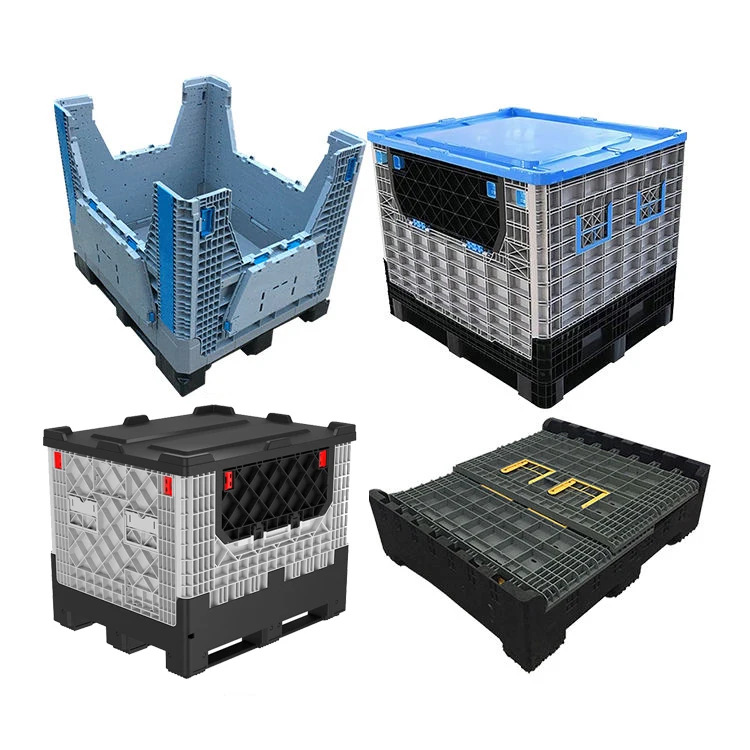 Оптовая продажа с фабрики складной пластиковый поддон для фруктов большой контейнер на