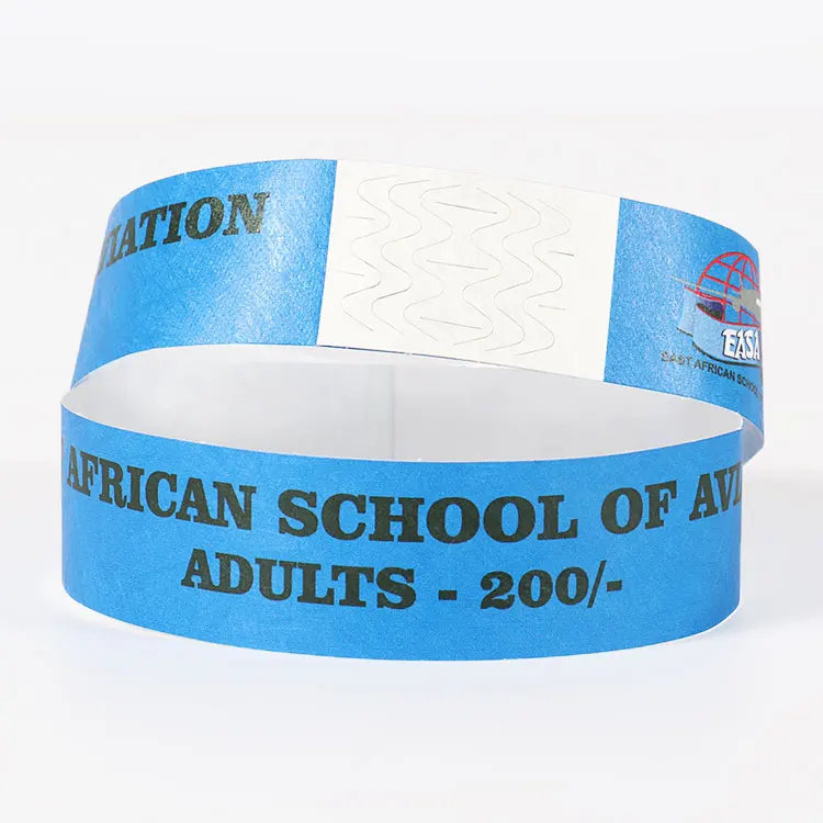 Cheap Custom Printed OEM Logo Colorful Blue Tyvek DuPont Paper Wristband Wrist Band Bracelet for Running Marathon Race