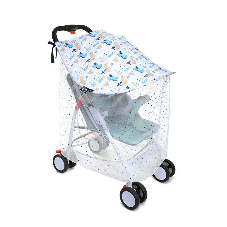 
UPF50+ Baby Stroller Sunshade Cover with Mosquito Net 