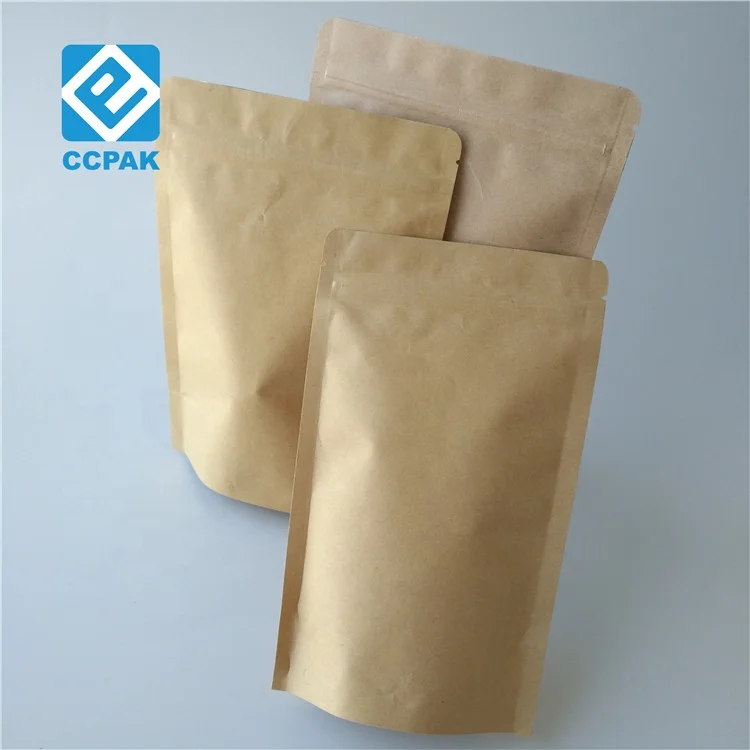 Белые/коричневые пакеты с застежкой-молнией из крафт-бумаги, дой-пакет для кофейных зерен/зеленого чая/закусок/печенья/пищевой упаковки