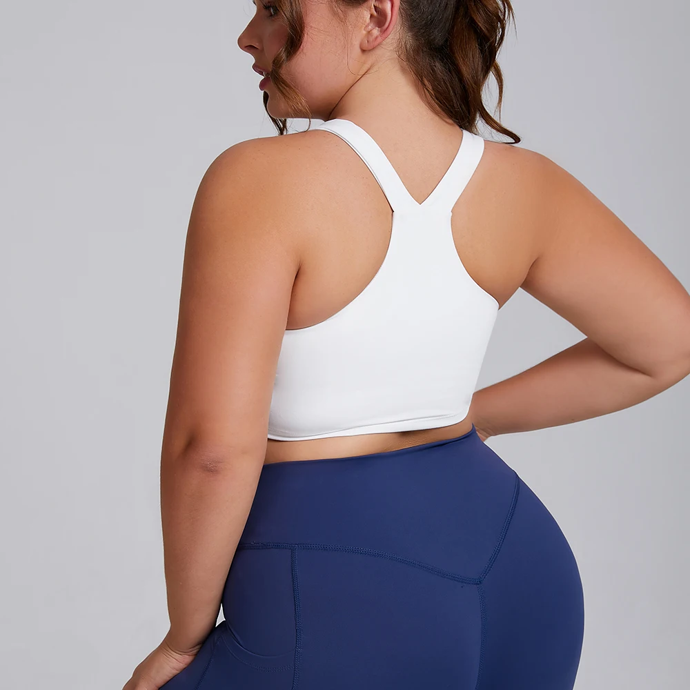 2024 Customized Logo High Impact Sports Bra Breathable Workout Fitness Yoga Wear Women Solid Gym Clothes Plus Size Yoga Bra