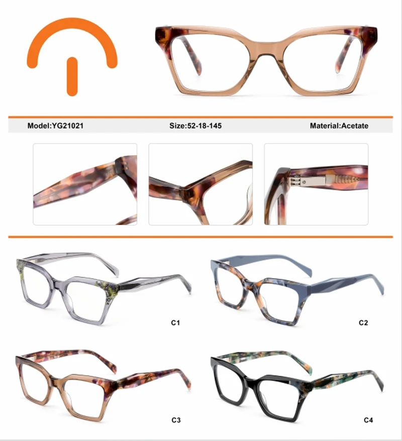 2024 New design fashion high-end trend  eyewear glasses color cat glasses lamination spectacle ingredient acetate optical frame