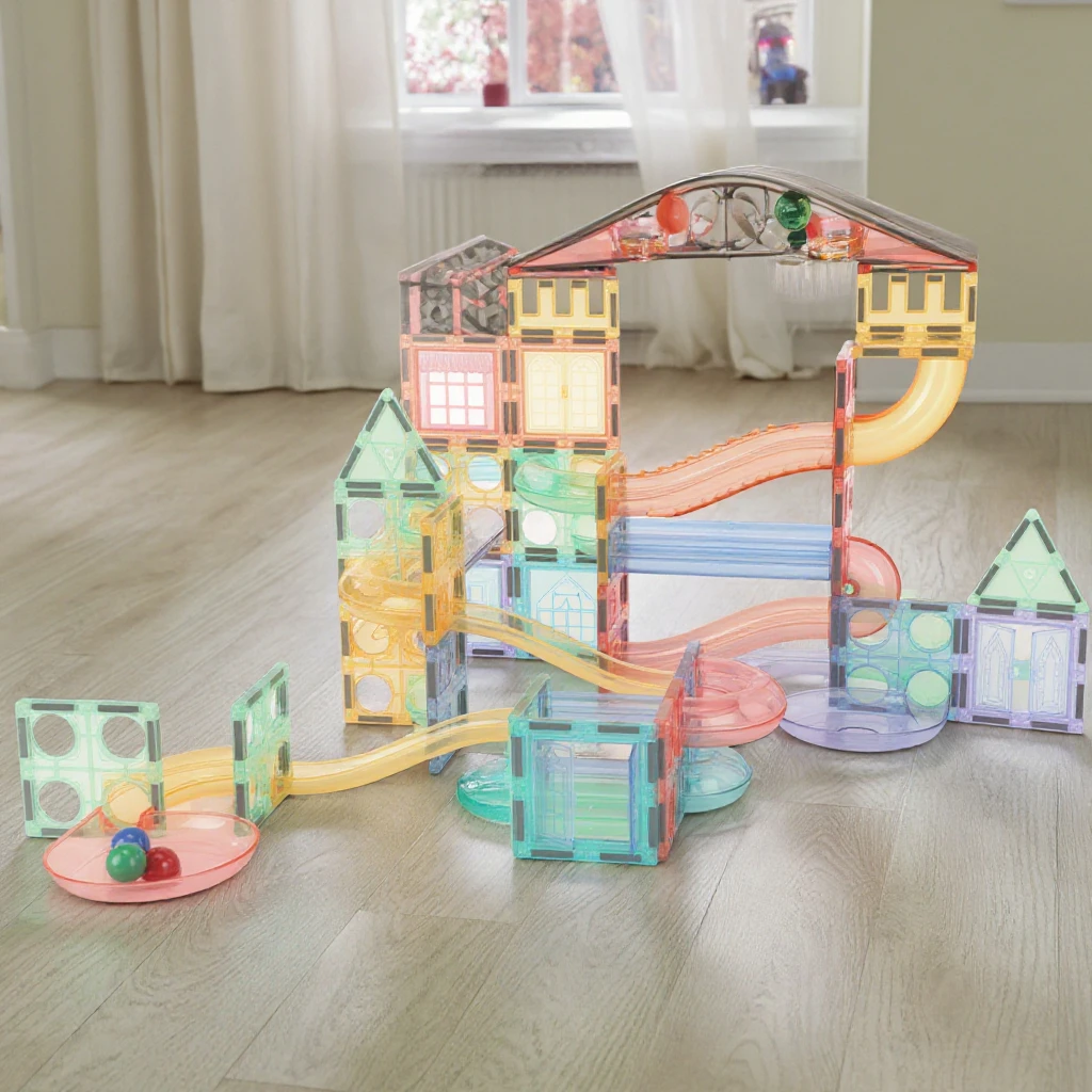 More for the boys Transparent pipesToys  Educational Magnetic Toys construction 108pcs sets Magnetic Tiles For Kids
