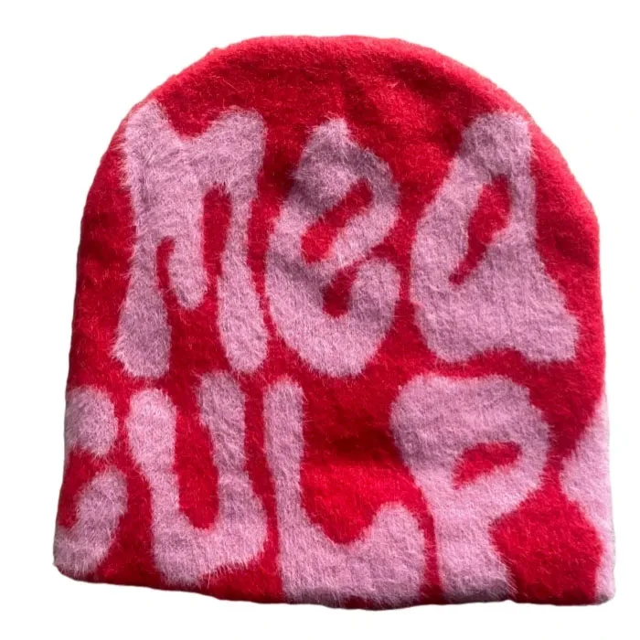Custom pattern Logo Y2K Beenies Acrylic High Quality Knit Winter Hats Premium Cashmere Wool Mea Culpa Jacquard Mohair Beanie
