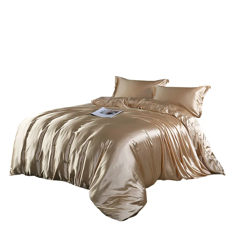Luxury Silk Custom Solid Color Four Pieces Bedding Set Duvet Covers Sheet Set With Pillowcase Cover Multi Colors For Bedding Set