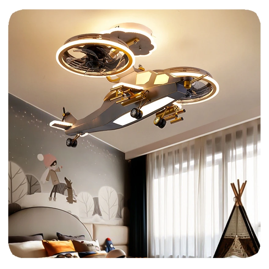 2025 NEW SX Modern Smart remote control designer helicopter industrial led chandelier ceiling fan with light light