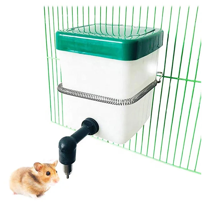 
500ml Green Lid White Square Bottle with Stainless Steel Nipple Drinker For Rodent Rabbit Hamster Animal Farming Equipment PH-70 