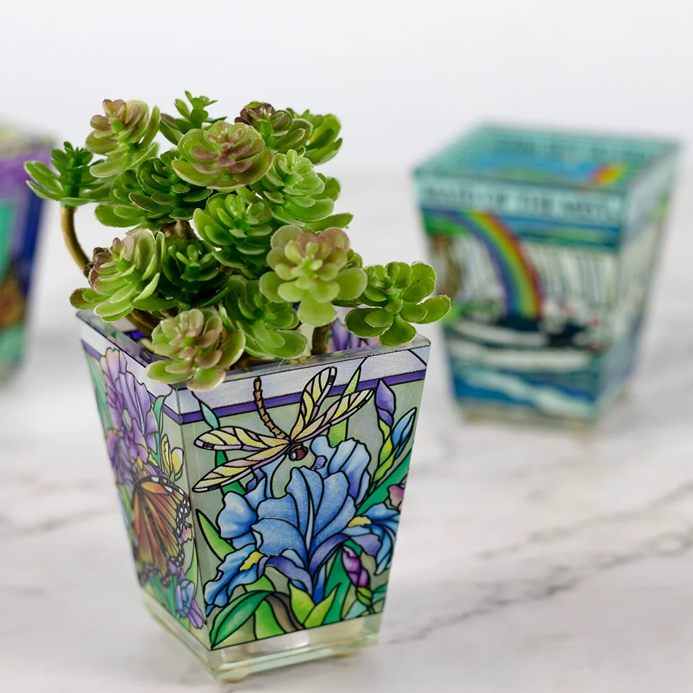 Clear Crystal Candle holder 3D  Candle Holder Vase Amphibious vase and Clear Stained Glass Gift Glass Candle Jar Home Decor