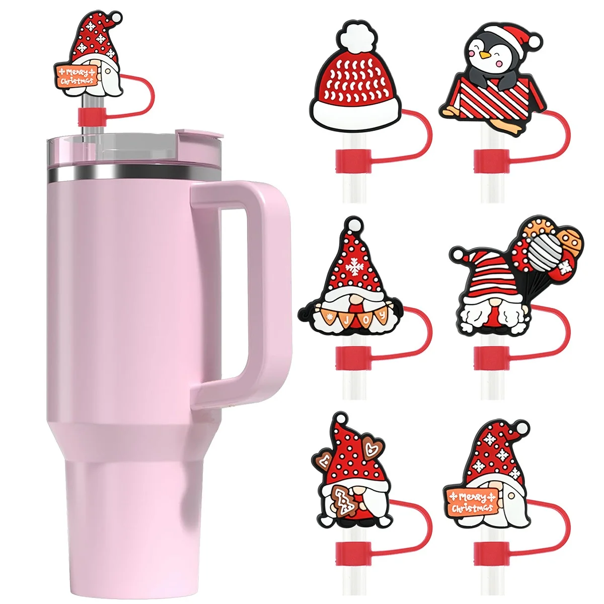 New Arrival 10mm Neutral Reusable Silicone PVC Straw Plug Dustproof Christmas Cup Accessories Soft Drinking Party Decorations