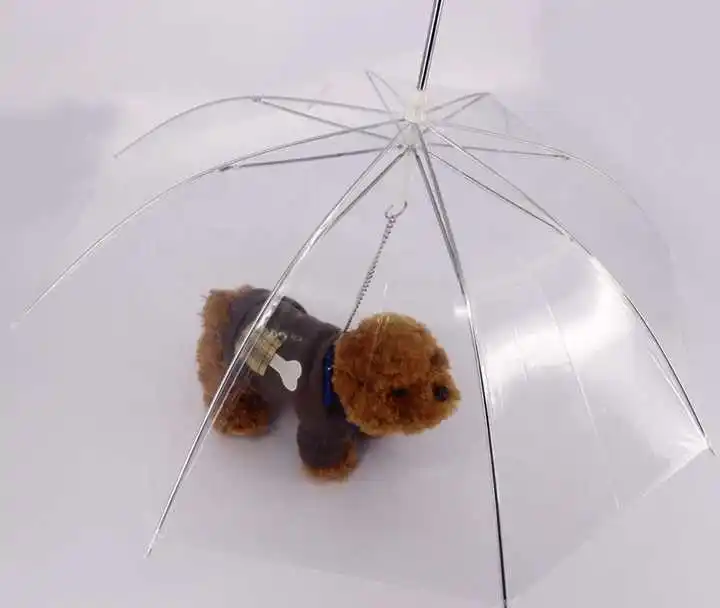 Waterproof Transparent Plastic Pet Umbrella For Dog Pet With Leash