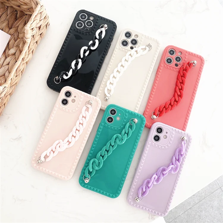 Портативный защитный чехол с цепочкой для iPhone 12pro 12 11, чехол для мобильного телефона с цепочкой