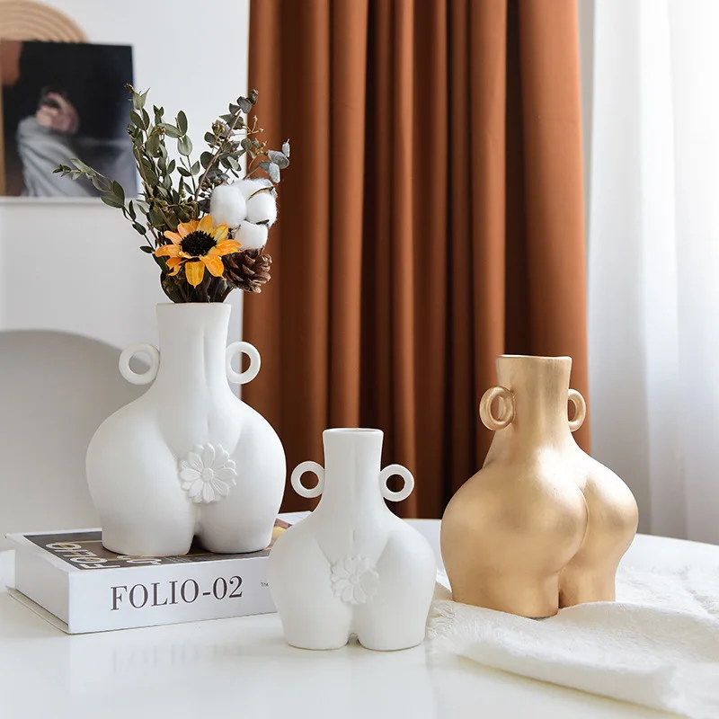 
Ceramic Female Body Vase Boho Feminist Home Decor Female Butt Planter Body Shape Porcelain Flower Vase 