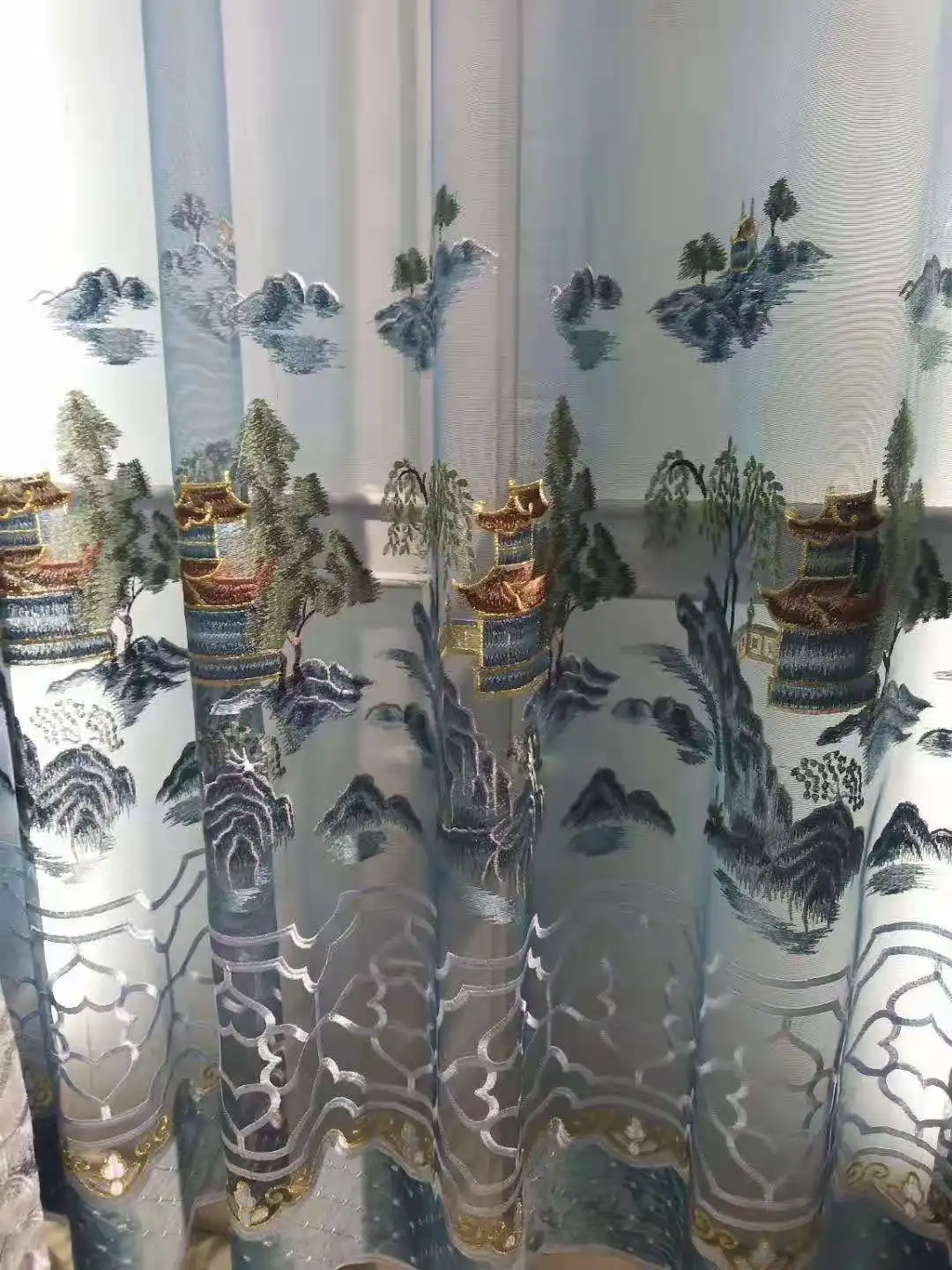 embroidery curtain cloth fabric embroider luxury lace sun screening