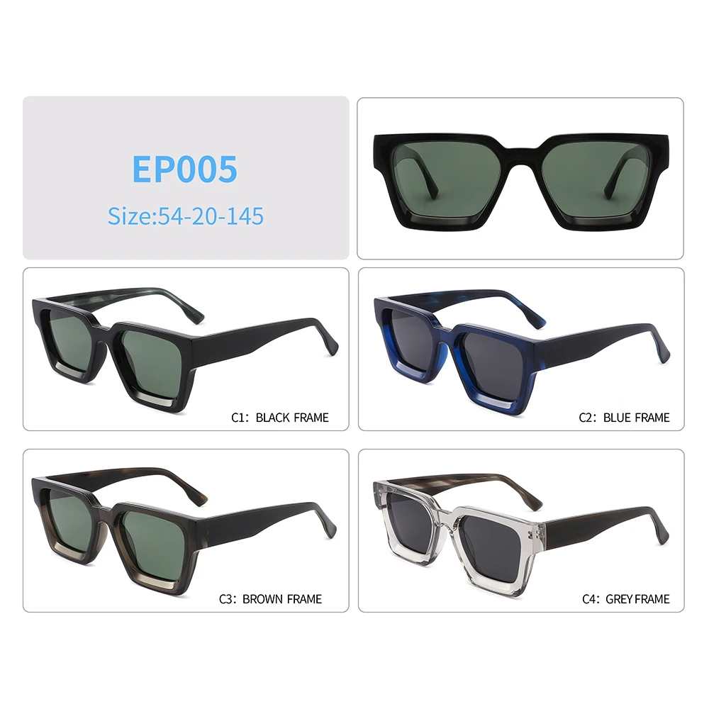 2023 Stylish Summer Holiday Beach For Men Women Cellulose Acetate Sun Glasses Thickness Square Acetate Sunglasses