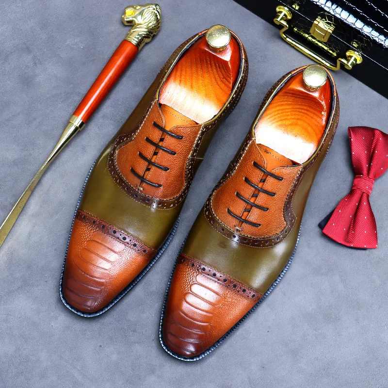 Классические мужские туфли-оксфорды из воловьей кожи на платформе, со шнуровкой, по заводской цене