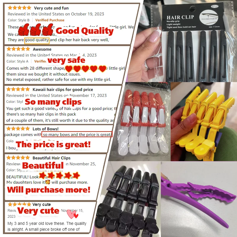 No-Trace Custom Logo Girls salon hair clip mini hairgrips hair barrettes cute plastic hair clip