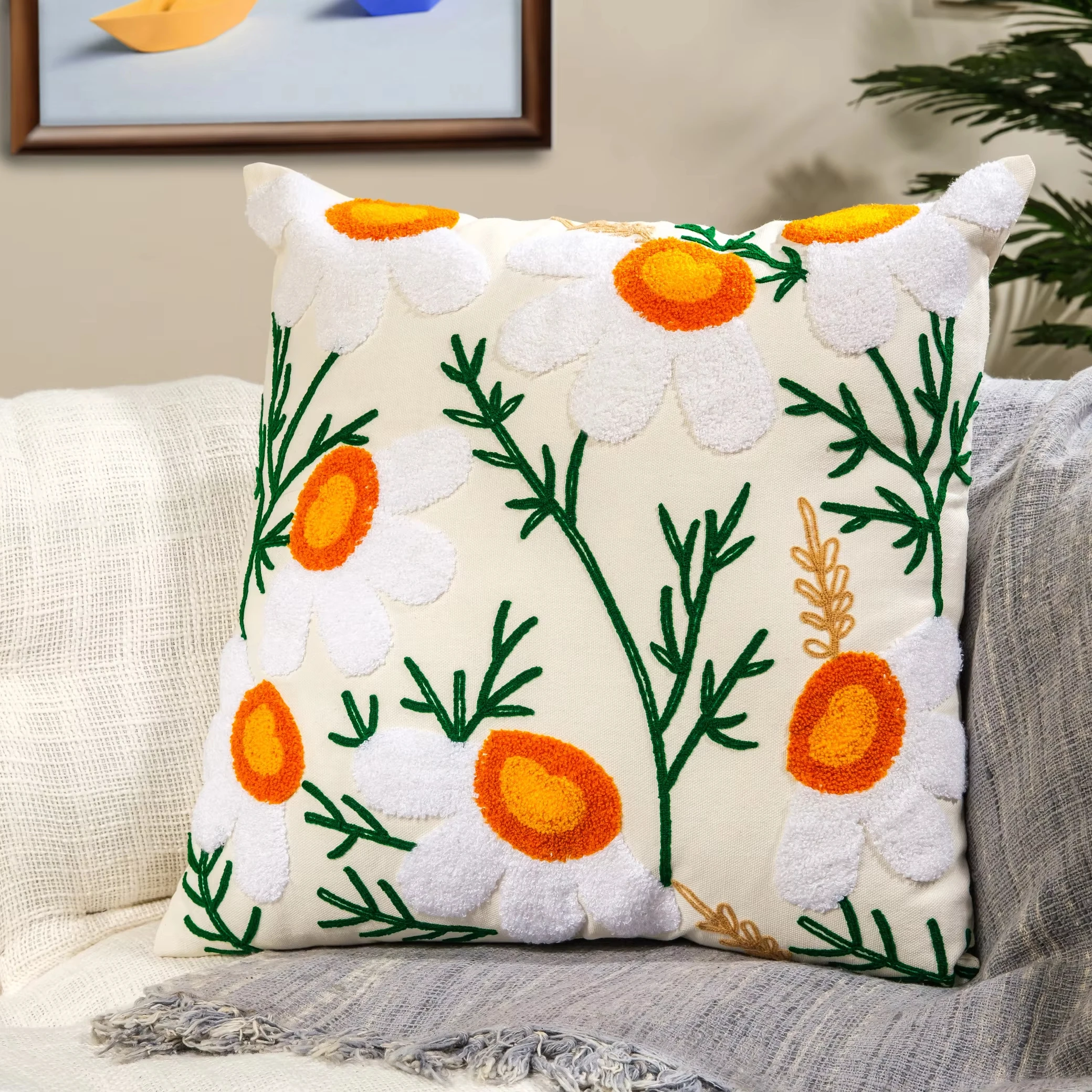 Garden of Grace Bulk Home Decor Throw Pillow Covers Handmade Woven Fabric with Square Striped Patterns Plain Style Sofa Seat Use