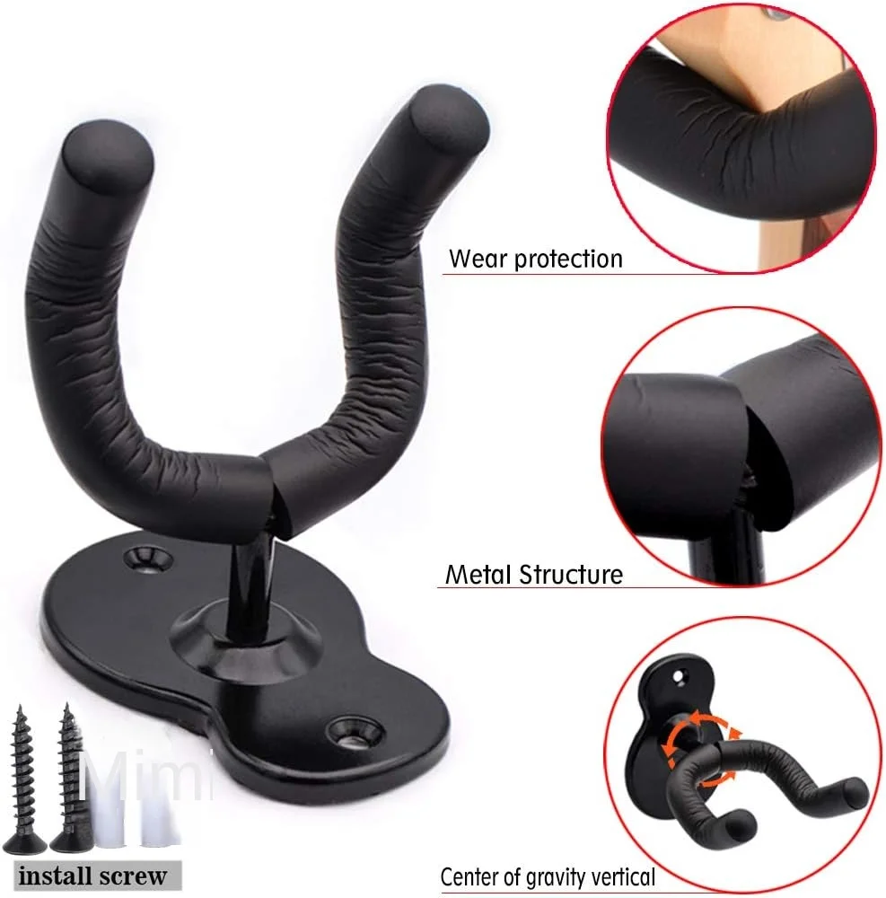 Metal OEM Hot Sale +sponge Guitar Hanger Hook Wall Mount Stand Logo