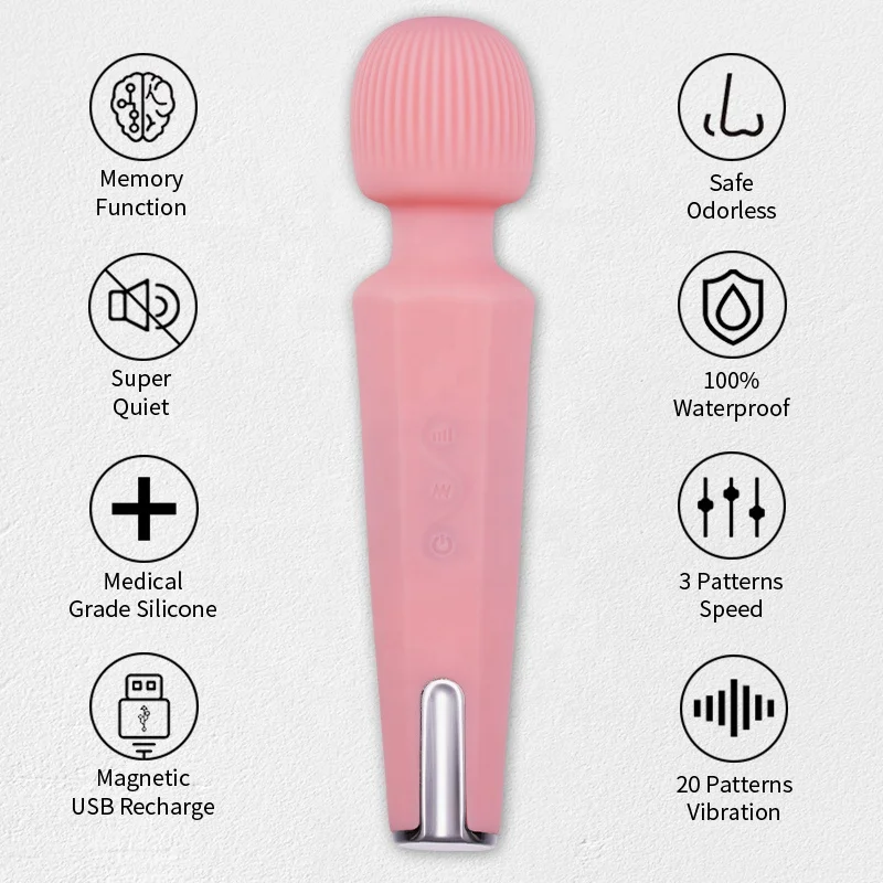 
pink color wireless rechargeable av g-spot wand massager for pussy 