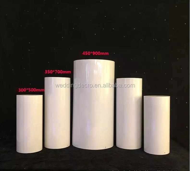 Acrylic round cylinder pedestal white acrylic plinths display stand for wedding