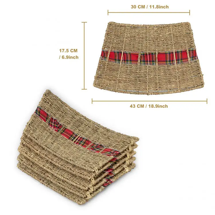 Folding Home Xmas Wicker Tree Baskets willow tree skirts decorations Natural Seagrass Christmas Tree Collar Skirt