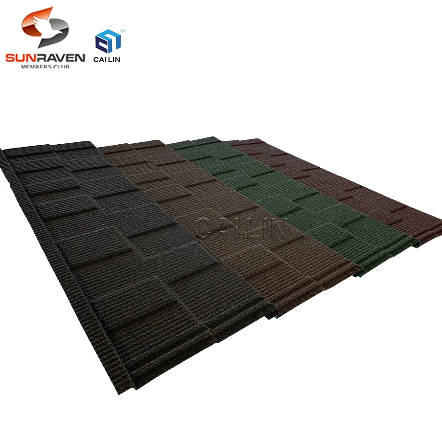 Sunraven Stone Coated Metal Roof Tiles China Factory Price India Metal Clay Roofing Sheets 50 Years Warranty Tejas Ridge Tile