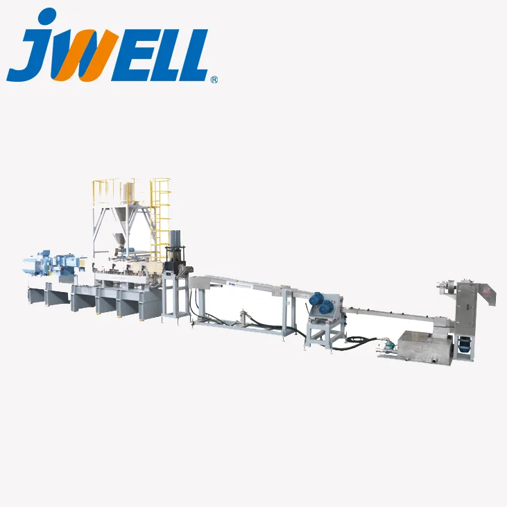 JWELL waste PET bottle flakes double twin screw  recycling  rPET granulating machine