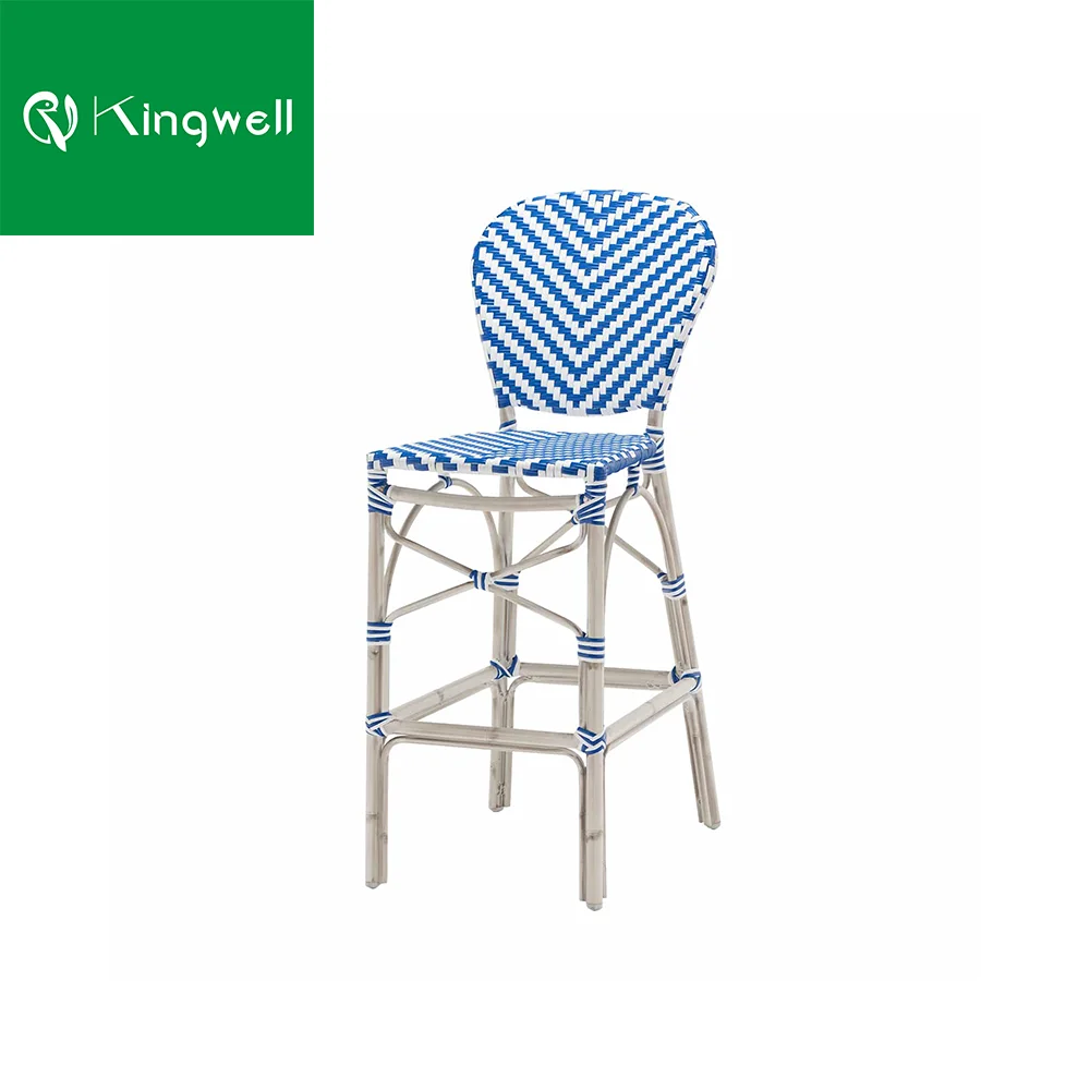 Foshan furniture patio bar stool rattan black high bar patio chair rustic french style